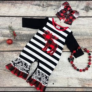 Baby infant romper onesie bodysuit Buffalo plaid